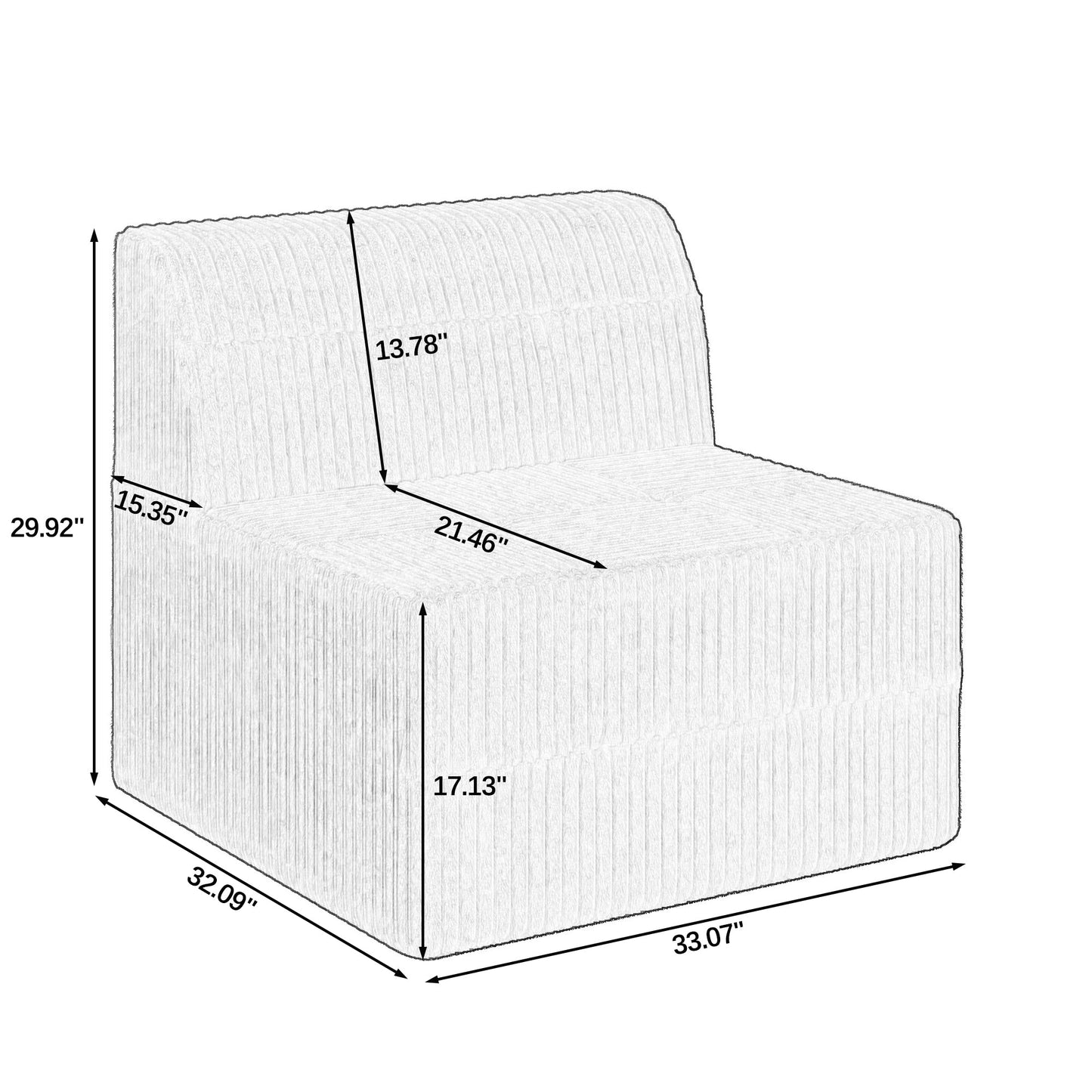 U shape Modular Sectional Sofa,DIY Compressed Sectional Sofa Modern Minimalist Style Corduroy Couch, Sleeper Sofa for Living Room, Bedroom, Comfy Compressed Sofa Couch Space-black