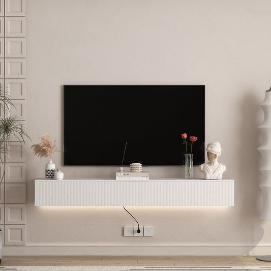 Floating TV Stand Wall Mounted with 16 Color LEDs,69' Modern TV Stand, Floating TV Cabinet Entertainment Center for 55 60 65 Inch TV
