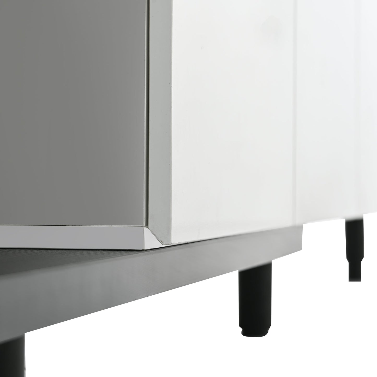 U-Can  70.1''-100'' Modern Stylish ExtendableTV Stand  TV Cabinet for 80+inch TV, Black+White (Old SKU: WF299723AAK)