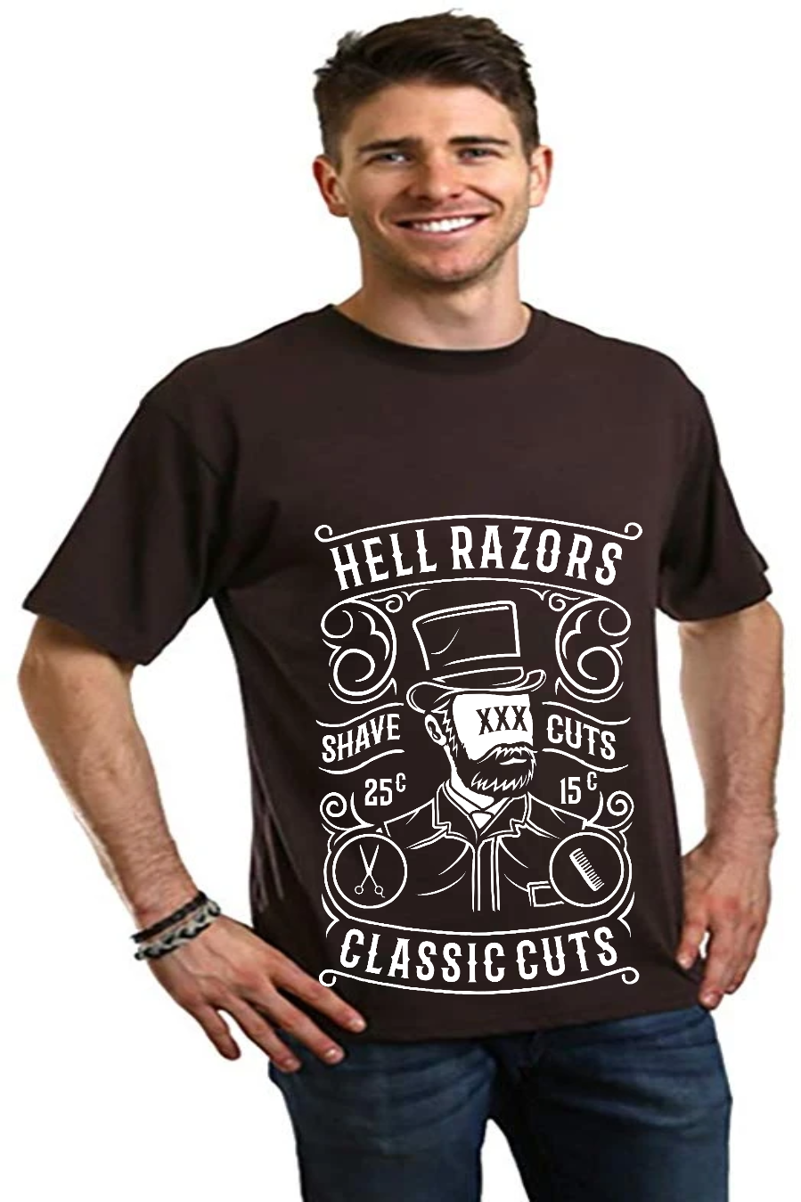 Hell Razors Men's Bamboo Viscose/Organic Cotton Short Sleeve Graphic T-Shirt