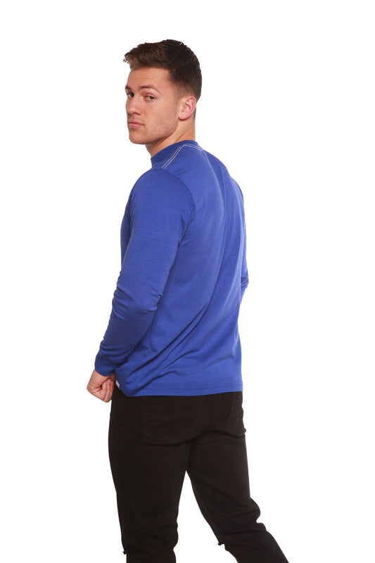 Men's Bamboo Viscose Long Sleeve Contrast Stitch T-Shirt