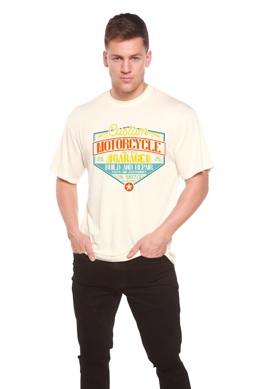 Motorcycle Garage Men's Bamboo Viscose/Organic Cotton Short Sleeve Graphic T-Shirt