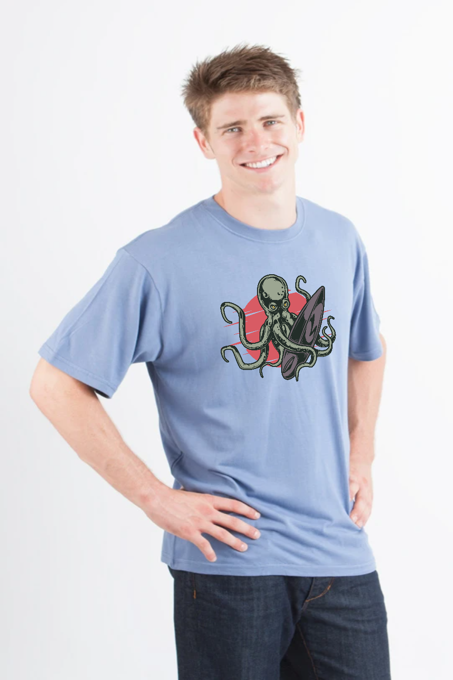 Octopus Men's Bamboo Viscose/Organic Cotton Short Sleeve Graphic T-Shirt