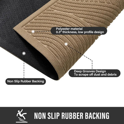 Sturdy Front Door Mat, Absorbent Muddy Dirt Resist Welcome Door Mats Outdoor Indoor, Stain and Fade Resistant, Non-Slip Backing Entry Mat Low Profile Doormat for Entryway, 29×17, Beige