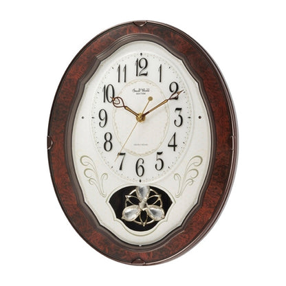 Wood Frame Pendulum Wall Clock - Plays Melodies on the Hour