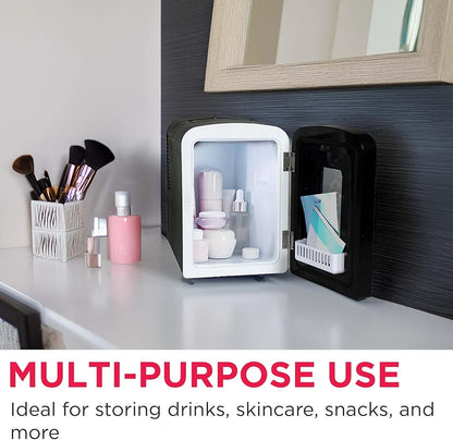 Frigidaire Portable 9-Can Mini Cooler Fridge, 5L, Brushed Stainless Rugged, Window, EFMIS189-SS, Clear Door, Glass
