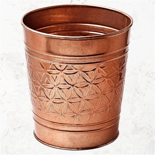 Metal Trash Can Waste Basket in Copper Finish