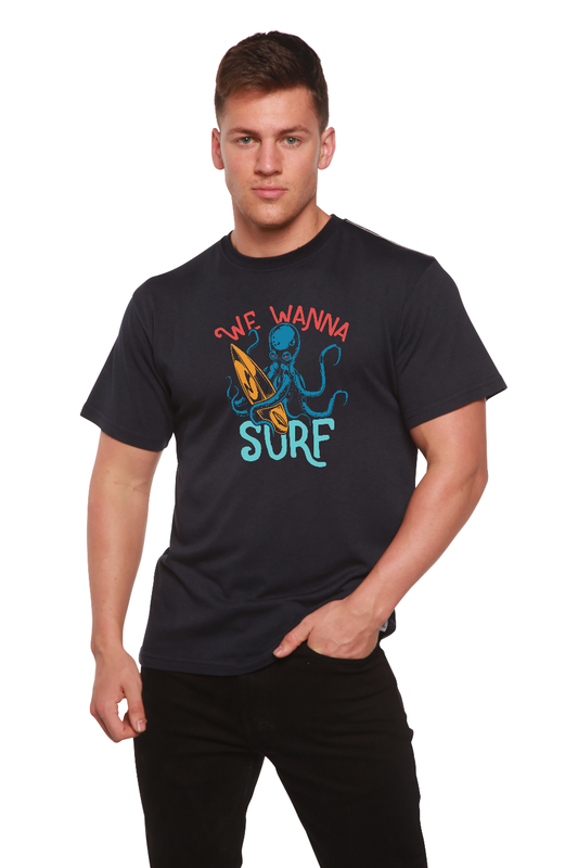 We Wanna Surf Men's Bamboo Viscose/Organic Cotton Short Sleeve Graphic T-Shirt