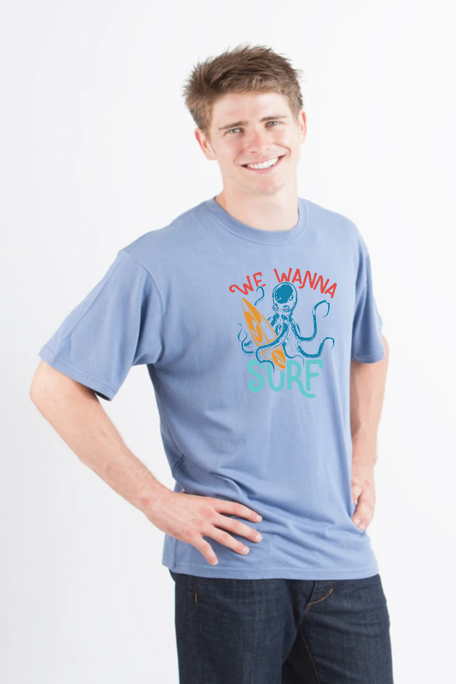 We Wanna Surf Men's Bamboo Viscose/Organic Cotton Short Sleeve Graphic T-Shirt