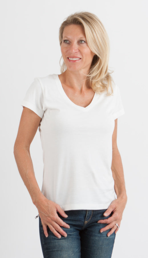 Women's Bamboo Viscose/Cotton V-Neck Cap Sleeve T-Shirt